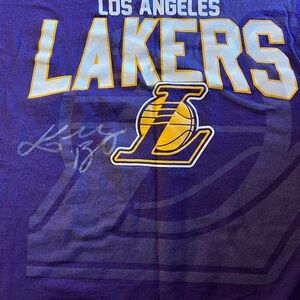 Authentic Kobe Bryant Signed Purple Los Angeles Lakers Graphic Tee (1996)